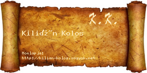 Kilián Kolos névjegykártya
